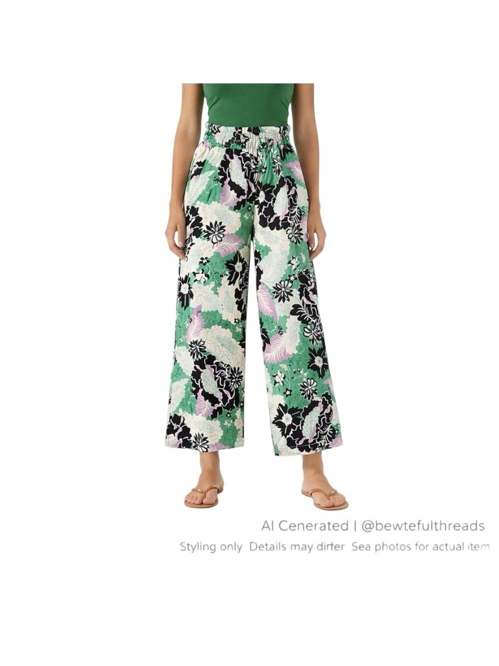 Maeve Anthropologie XS Tropical Floral Wide Leg Resort Pants Smocked